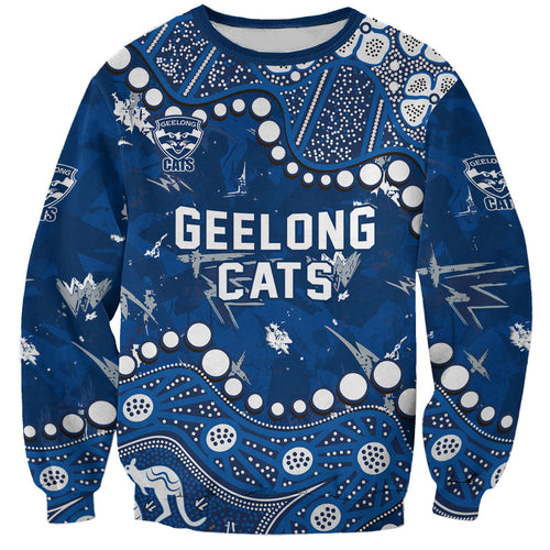 Personalized Geelong Cats Sweatshirt Aboriginal Pattern with Graffiti Style