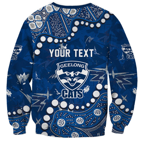 Personalized Geelong Cats Sweatshirt Aboriginal Pattern with Graffiti Style