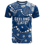 Personalized Geelong Cats T Shirt Aboriginal Pattern with Graffiti Style