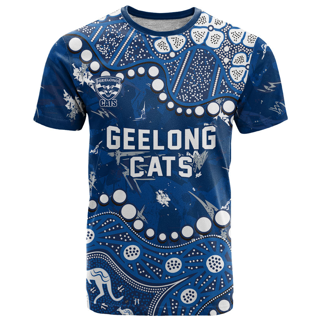 Personalized Geelong Cats T Shirt Aboriginal Pattern with Graffiti Style