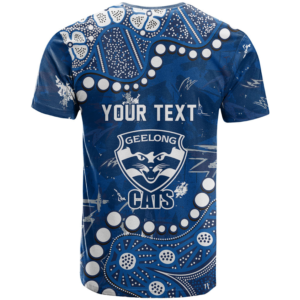 Personalized Geelong Cats T Shirt Aboriginal Pattern with Graffiti Style