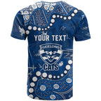 Personalized Geelong Cats T Shirt Aboriginal Pattern with Graffiti Style