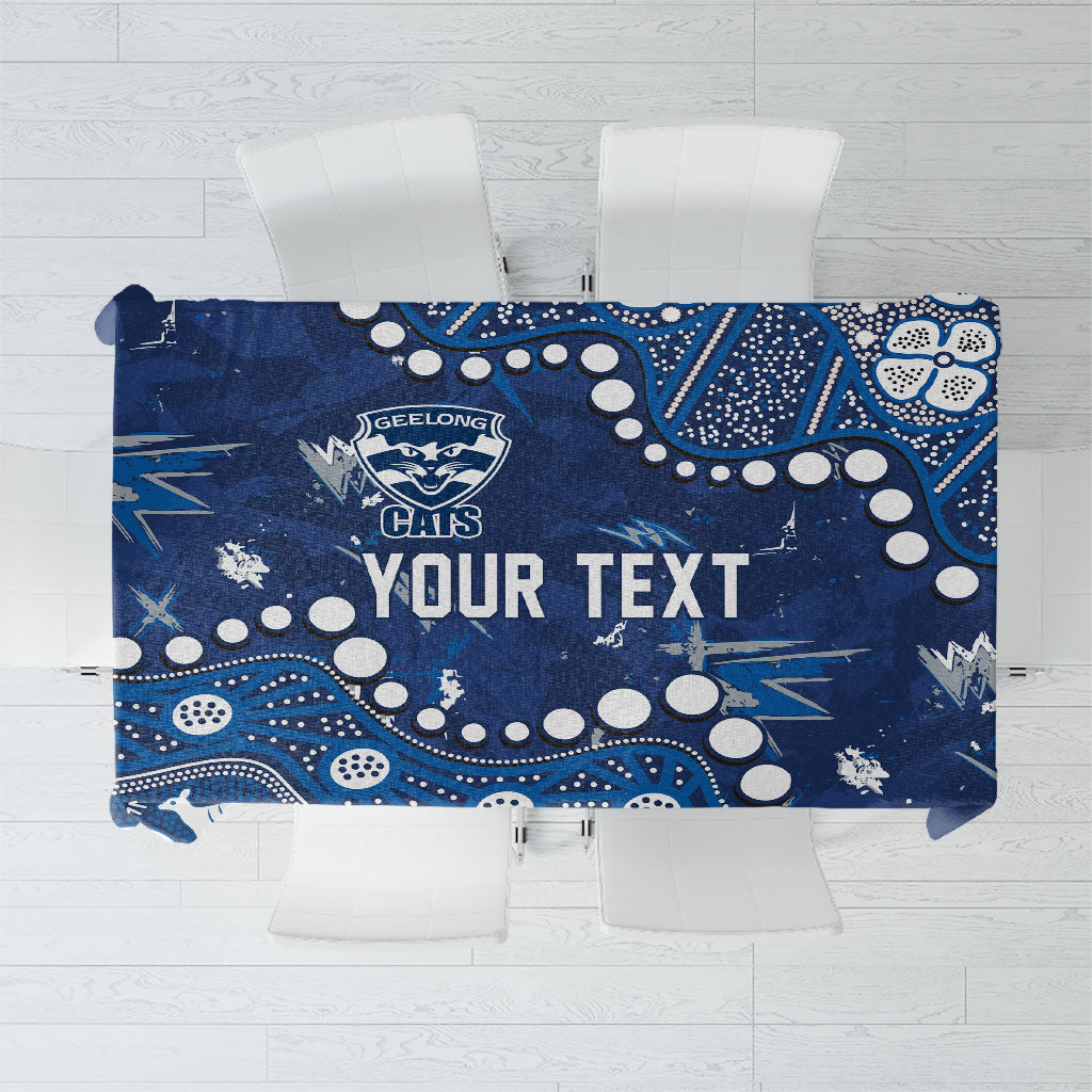 Personalized Geelong Cats Tablecloth Aboriginal Pattern with Graffiti Style