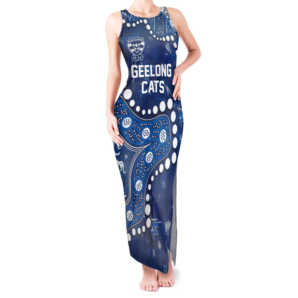 Personalized Geelong Cats Tank Maxi Dress Aboriginal Pattern with Graffiti Style