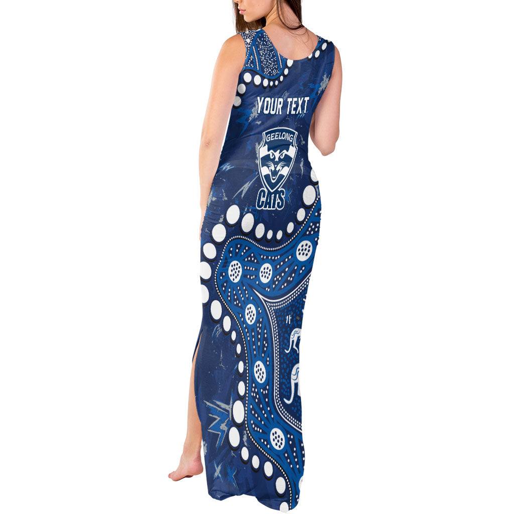 Personalized Geelong Cats Tank Maxi Dress Aboriginal Pattern with Graffiti Style