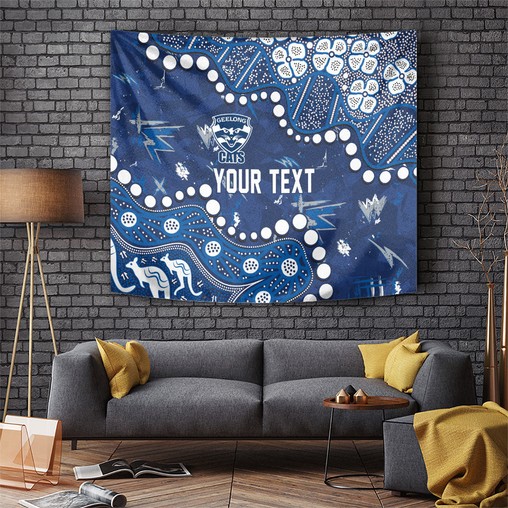 Personalized Geelong Cats Tapestry Aboriginal Pattern with Graffiti Style