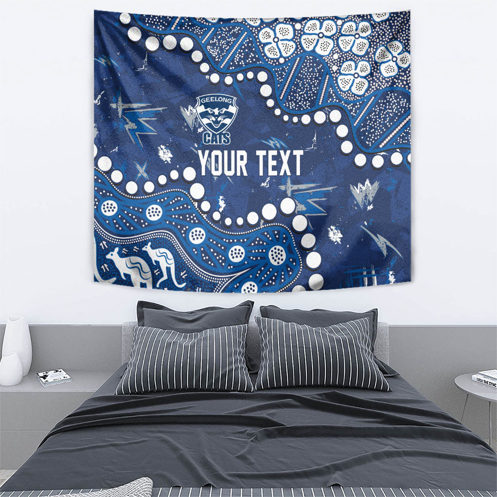 Personalized Geelong Cats Tapestry Aboriginal Pattern with Graffiti Style