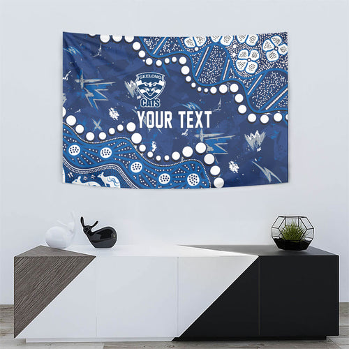 Personalized Geelong Cats Tapestry Aboriginal Pattern with Graffiti Style