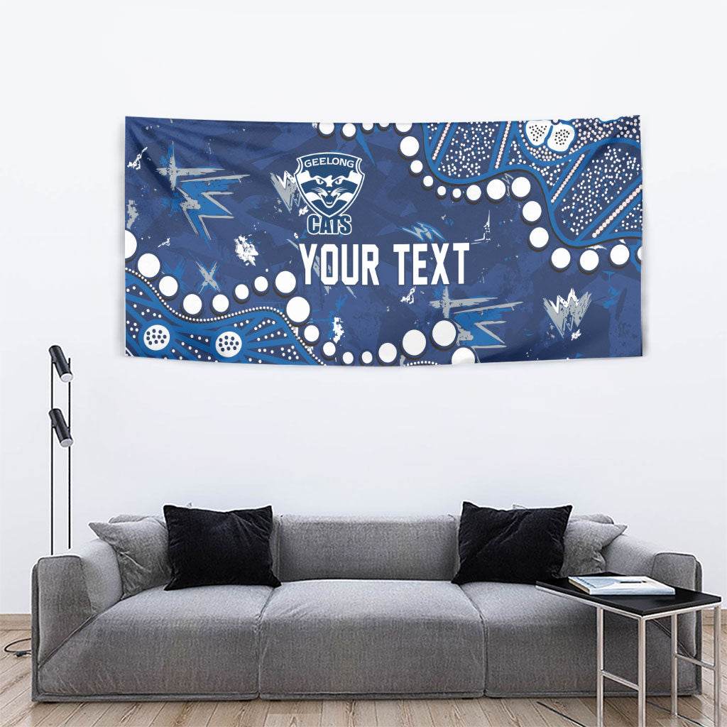 Personalized Geelong Cats Tapestry Aboriginal Pattern with Graffiti Style