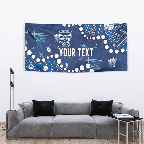 Personalized Geelong Cats Tapestry Aboriginal Pattern with Graffiti Style