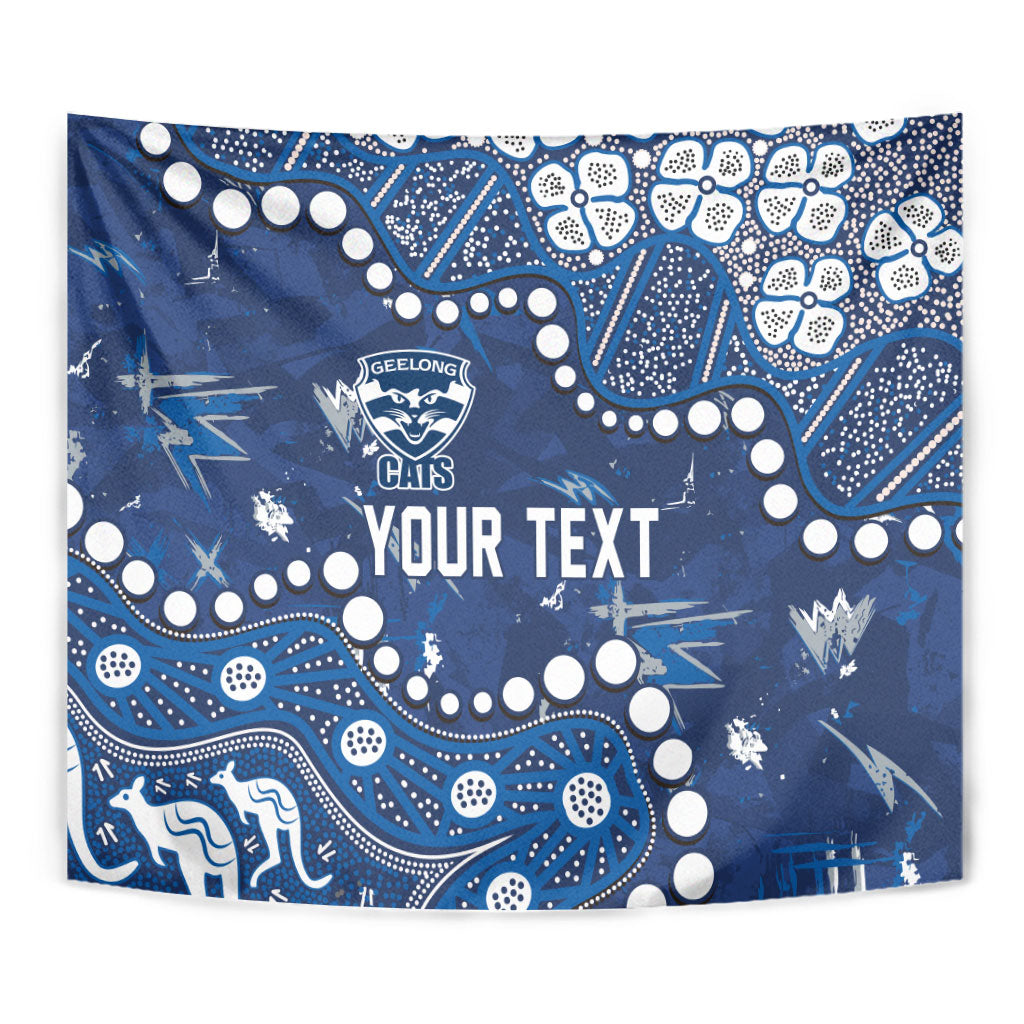 Personalized Geelong Cats Tapestry Aboriginal Pattern with Graffiti Style