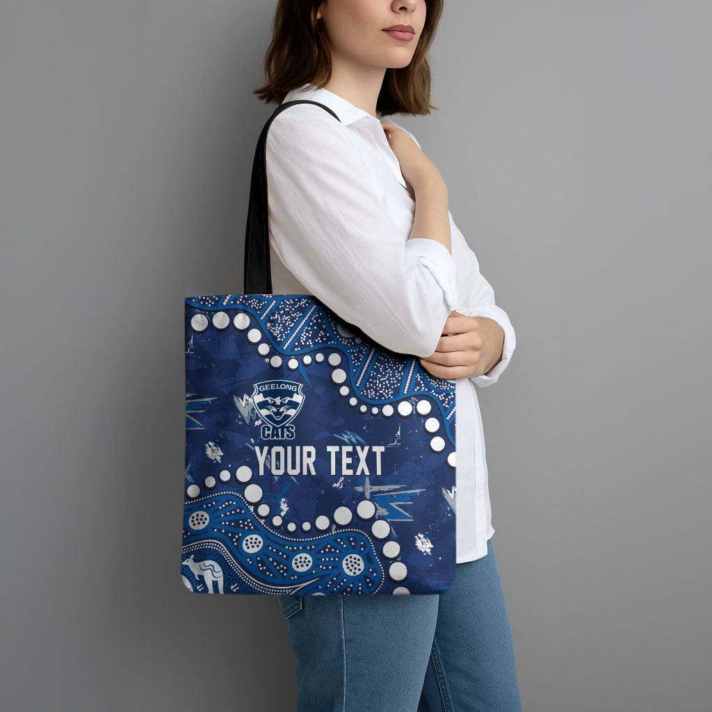 Personalized Geelong Cats Tote Bag Aboriginal Pattern with Graffiti Style