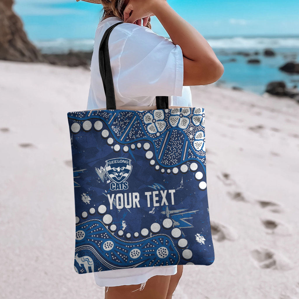 Personalized Geelong Cats Tote Bag Aboriginal Pattern with Graffiti Style