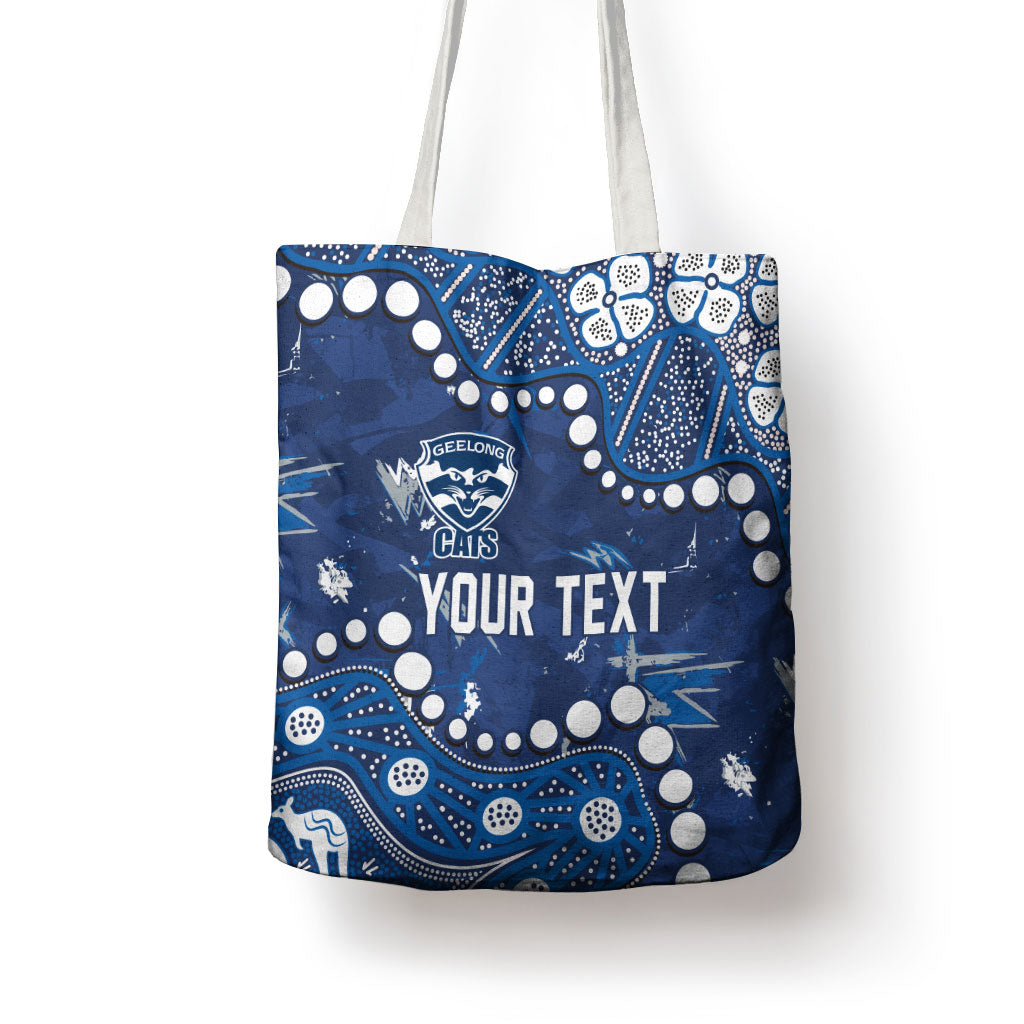 Personalized Geelong Cats Tote Bag Aboriginal Pattern with Graffiti Style