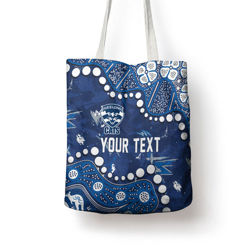 Personalized Geelong Cats Tote Bag Aboriginal Pattern with Graffiti Style