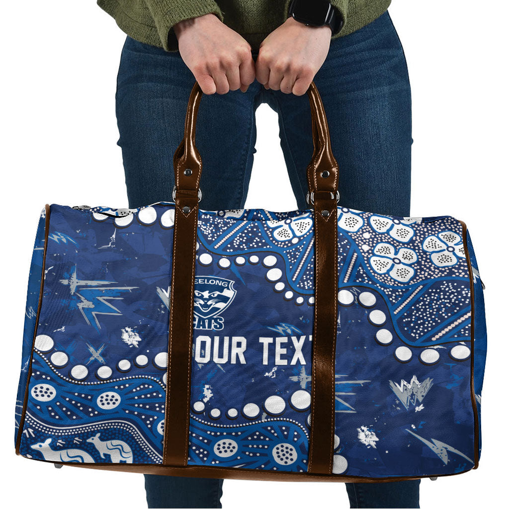 Personalized Geelong Cats Travel Bag Aboriginal Pattern with Graffiti Style