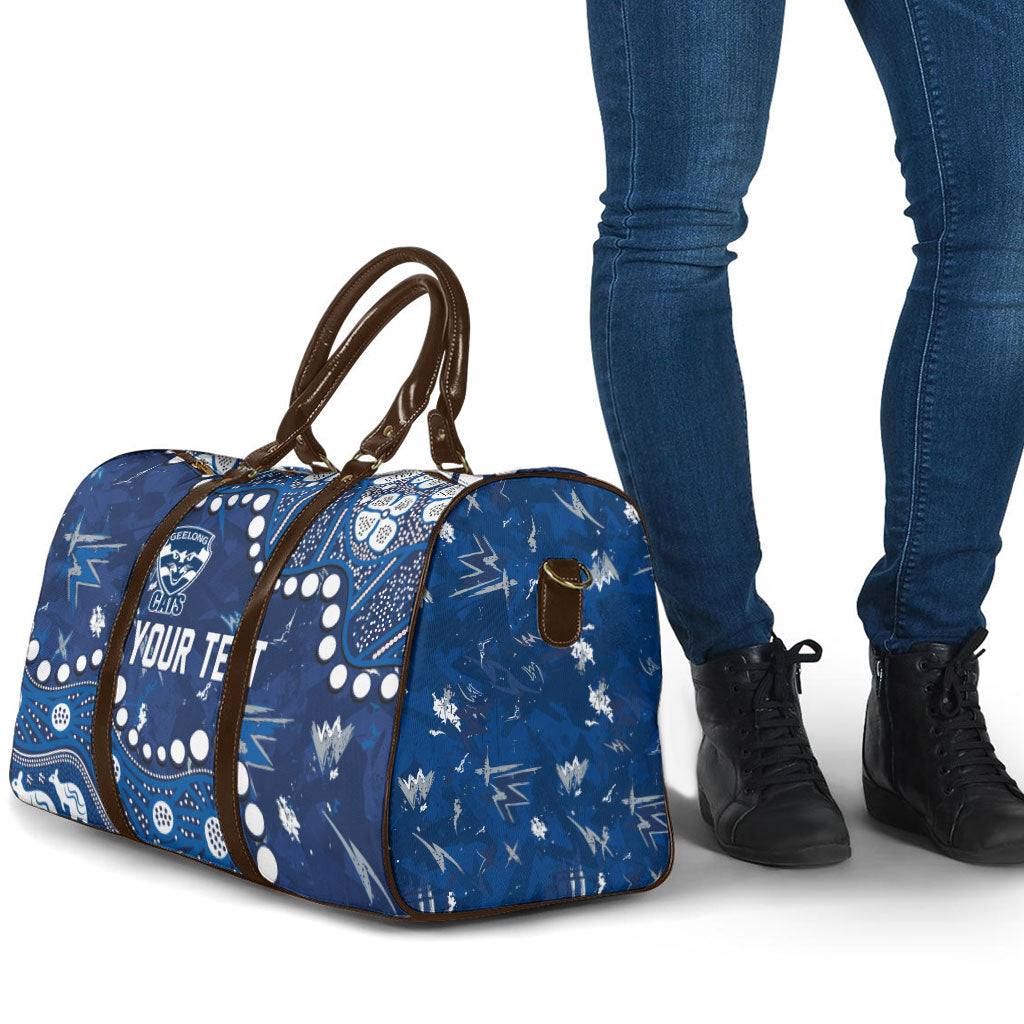 Personalized Geelong Cats Travel Bag Aboriginal Pattern with Graffiti Style