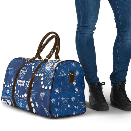 Personalized Geelong Cats Travel Bag Aboriginal Pattern with Graffiti Style
