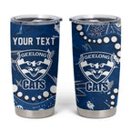 Personalized Geelong Cats Tumbler Cup Aboriginal Pattern with Graffiti Style