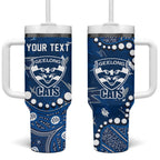 Personalized Geelong Cats Tumbler With Handle Aboriginal Pattern with Graffiti Style