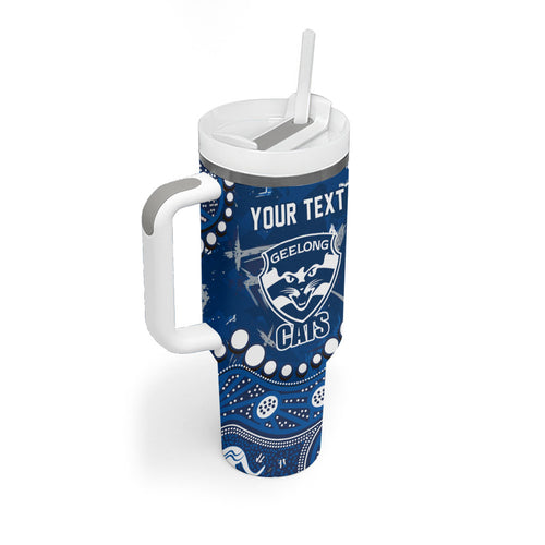 Personalized Geelong Cats Tumbler With Handle Aboriginal Pattern with Graffiti Style
