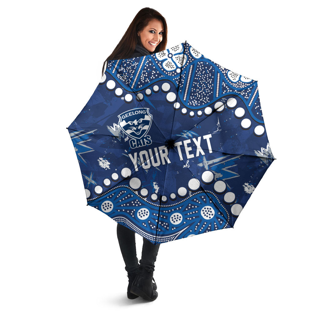 Personalized Geelong Cats Umbrella Aboriginal Pattern with Graffiti Style