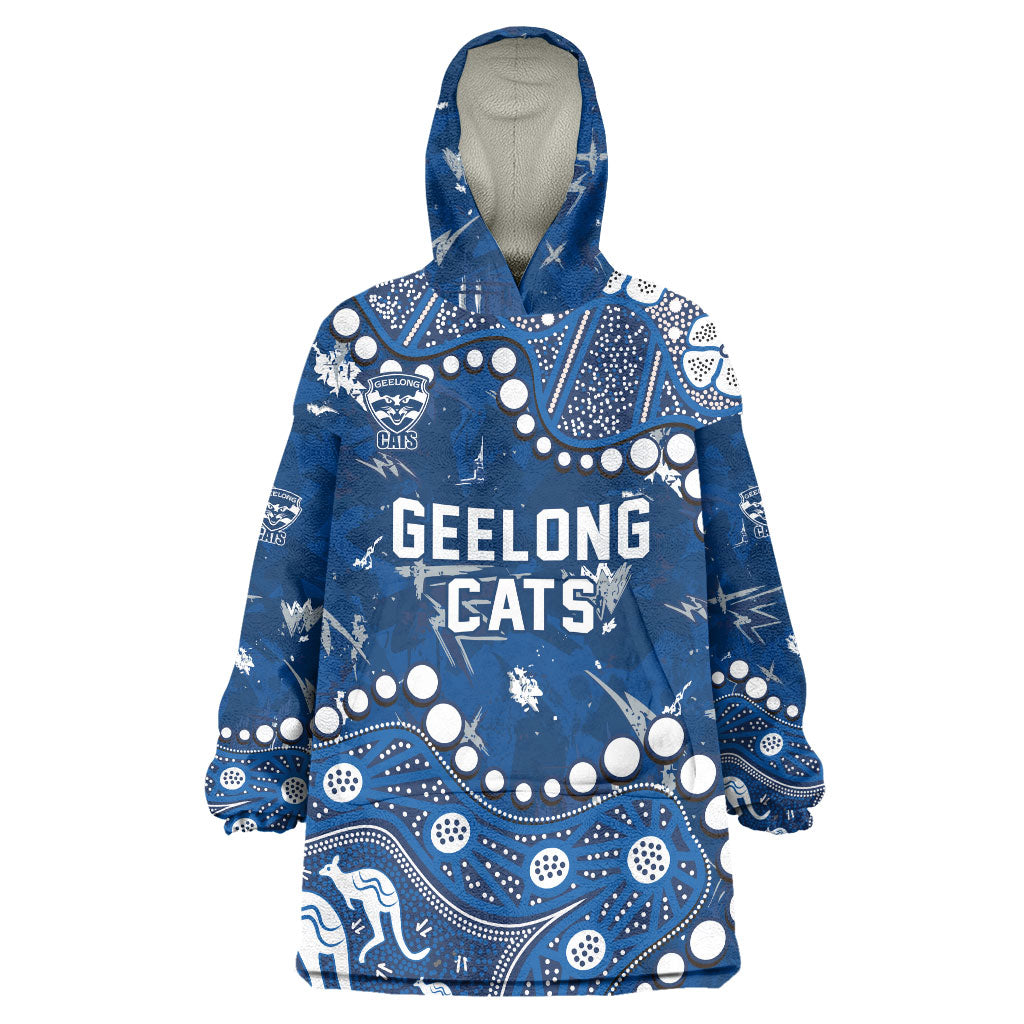 Personalized Geelong Cats Wearable Blanket Hoodie Aboriginal Pattern with Graffiti Style