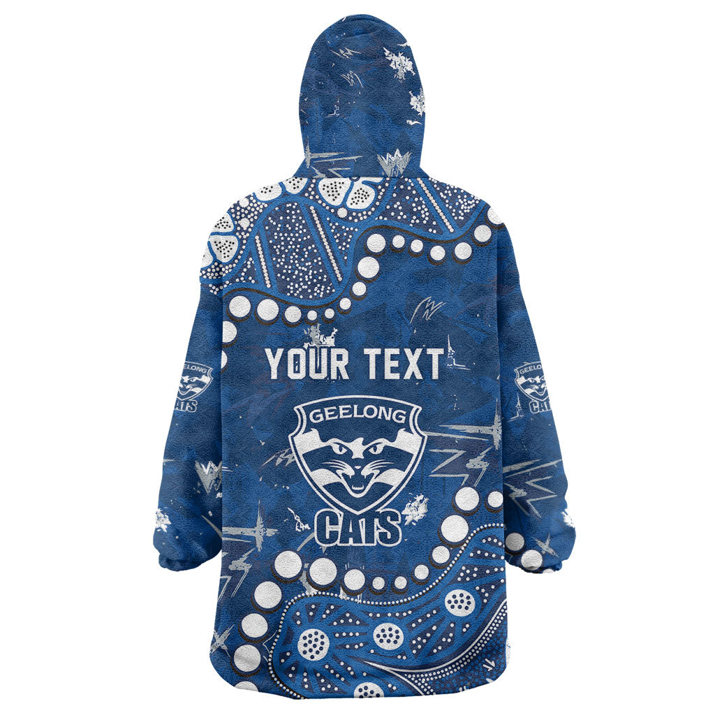Personalized Geelong Cats Wearable Blanket Hoodie Aboriginal Pattern with Graffiti Style