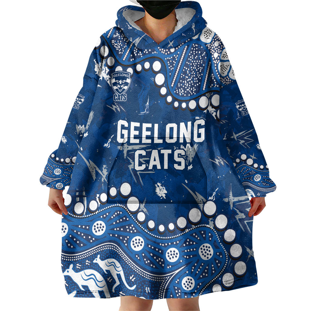 Personalized Geelong Cats Wearable Blanket Hoodie Aboriginal Pattern with Graffiti Style
