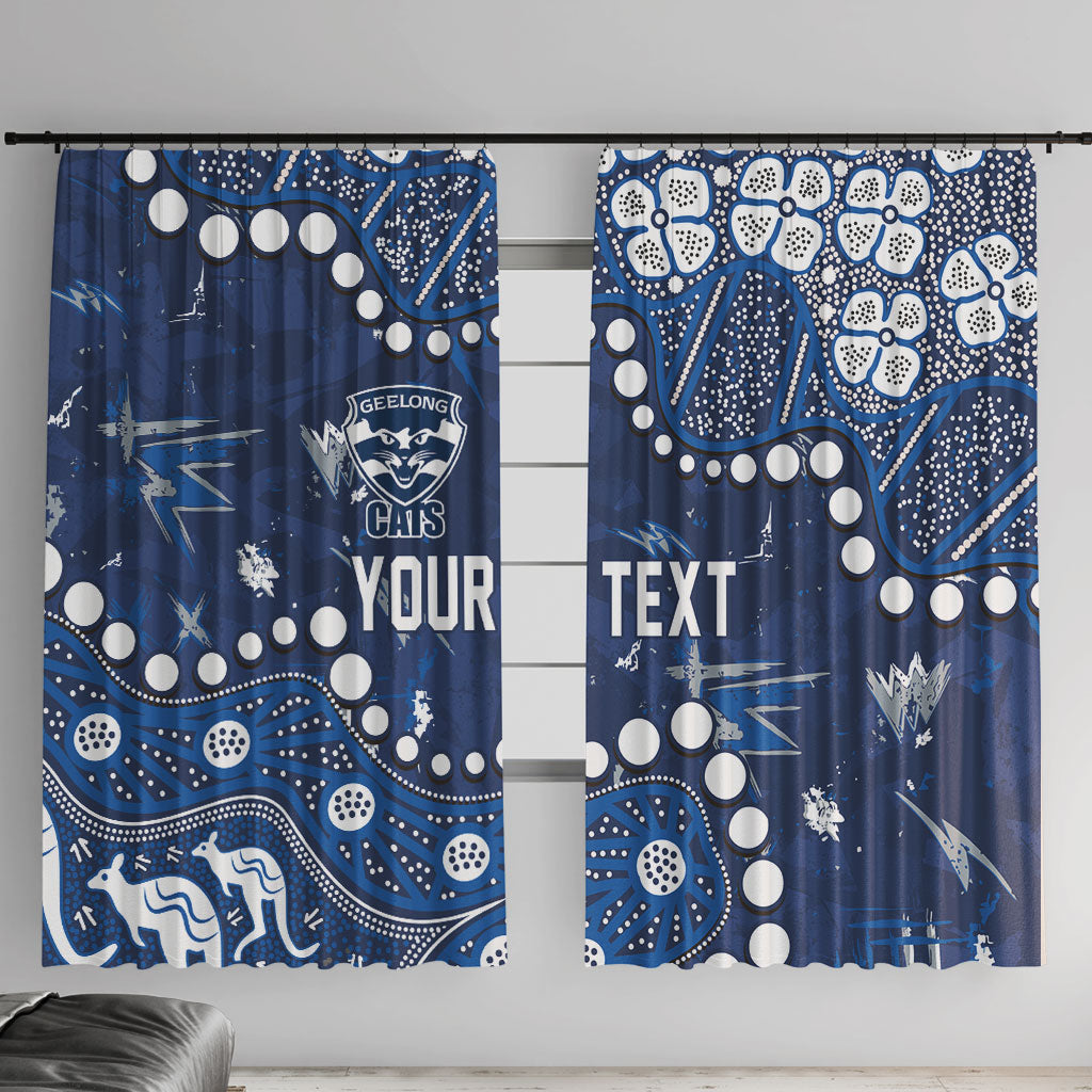 Personalized Geelong Cats Window Curtain Aboriginal Pattern with Graffiti Style