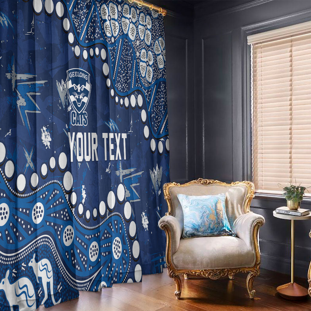Personalized Geelong Cats Window Curtain Aboriginal Pattern with Graffiti Style