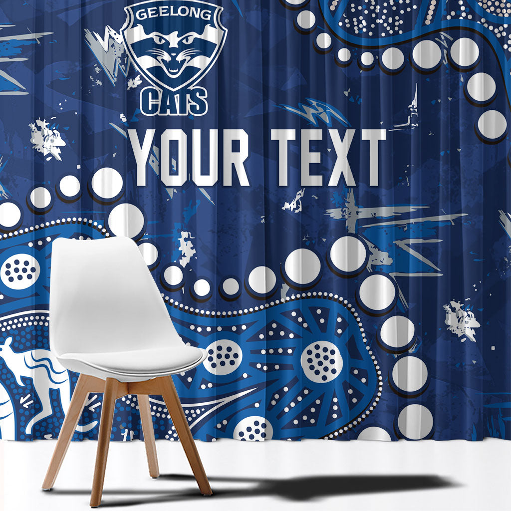 Personalized Geelong Cats Window Curtain Aboriginal Pattern with Graffiti Style