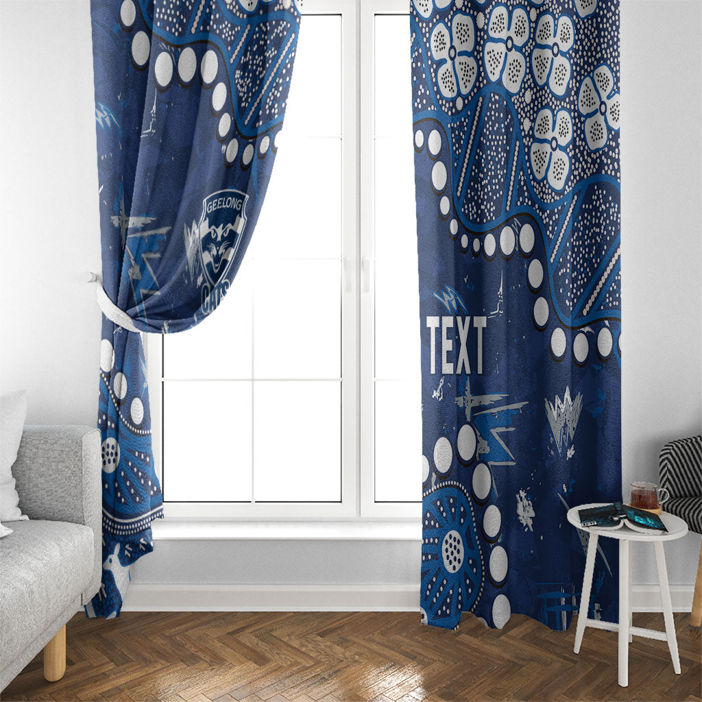 Personalized Geelong Cats Window Curtain Aboriginal Pattern with Graffiti Style