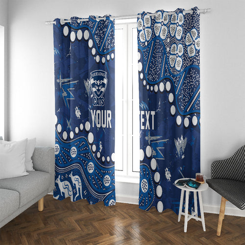 Personalized Geelong Cats Window Curtain Aboriginal Pattern with Graffiti Style