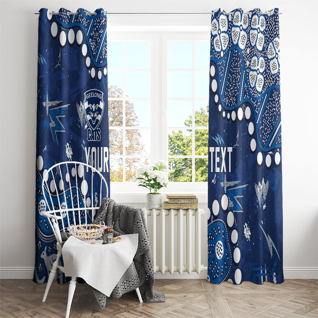 Personalized Geelong Cats Window Curtain Aboriginal Pattern with Graffiti Style