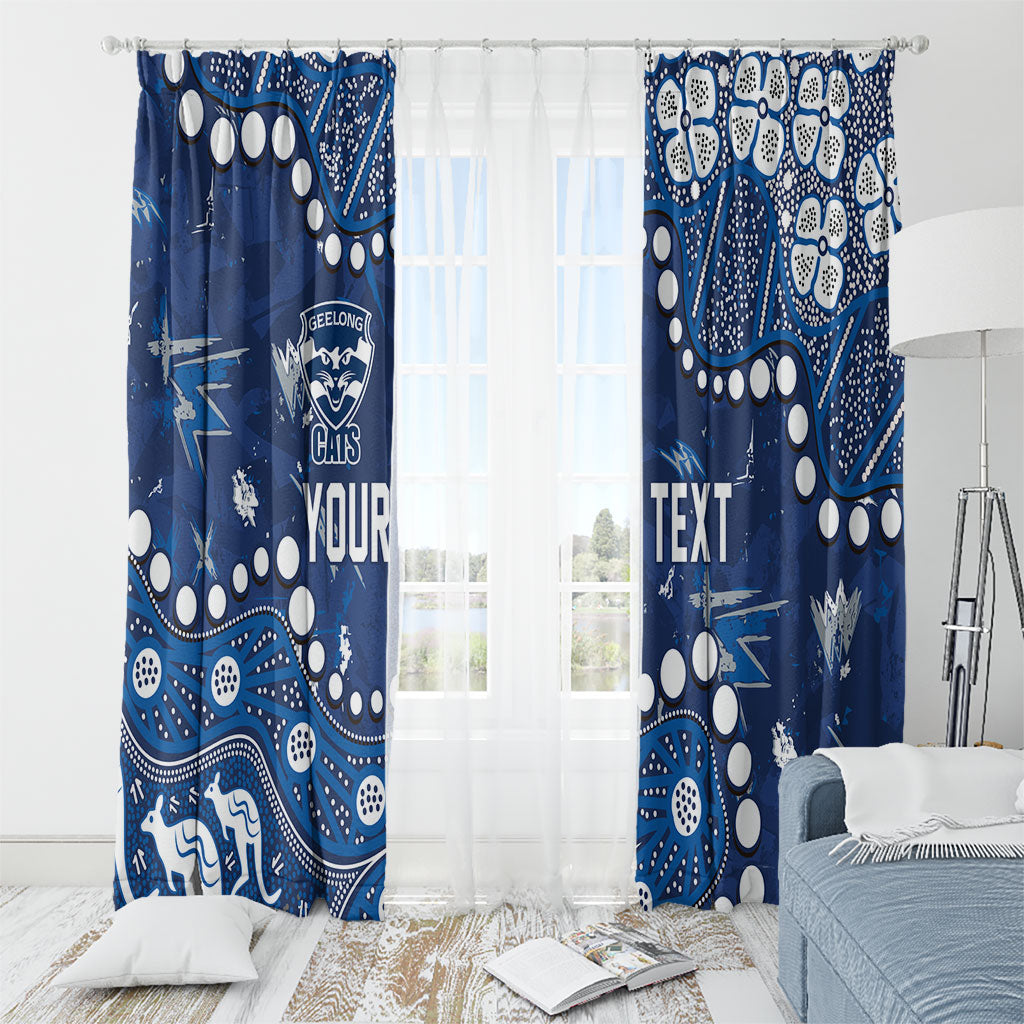 Personalized Geelong Cats Window Curtain Aboriginal Pattern with Graffiti Style
