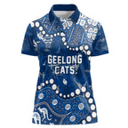 Personalized Geelong Cats Women Polo Shirt Aboriginal Pattern with Graffiti Style