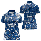 Personalized Geelong Cats Women Polo Shirt Aboriginal Pattern with Graffiti Style