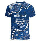 Personalized Geelong Cats Women V-Neck T-Shirt Aboriginal Pattern with Graffiti Style