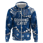 Personalized Geelong Cats Zip Hoodie Aboriginal Pattern with Graffiti Style