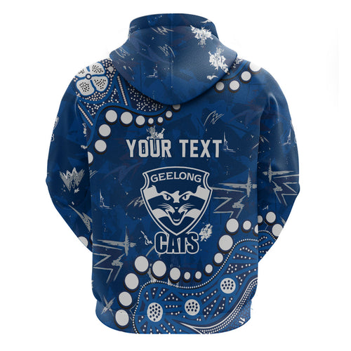 Personalized Geelong Cats Zip Hoodie Aboriginal Pattern with Graffiti Style