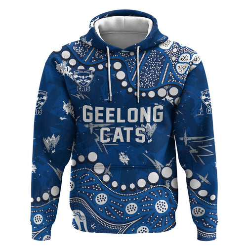 Personalized Geelong Cats Zip Hoodie Aboriginal Pattern with Graffiti Style