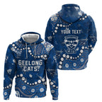 Personalized Geelong Cats Zip Hoodie Aboriginal Pattern with Graffiti Style