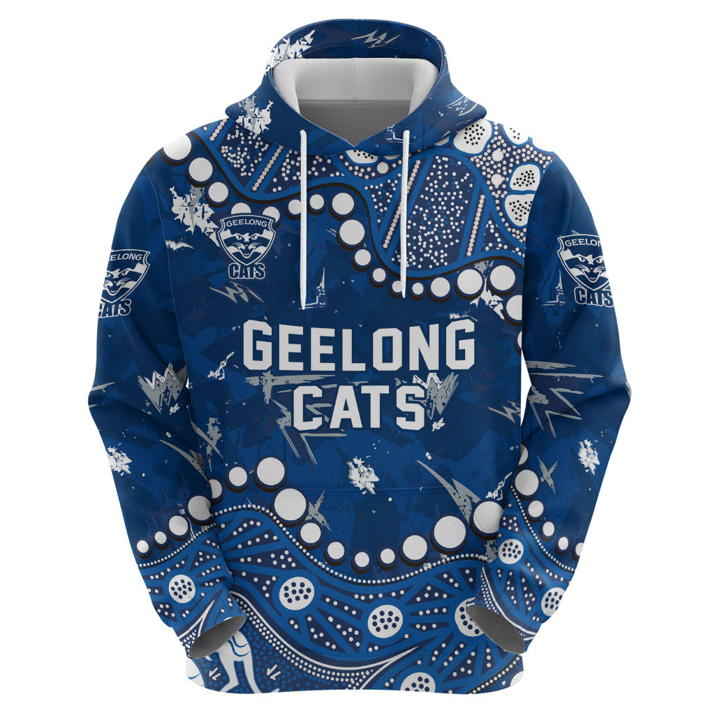 Personalized Geelong Cats Zip Hoodie Aboriginal Pattern with Graffiti Style