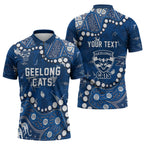 Personalized Geelong Cats Zipper Polo Shirt Aboriginal Pattern with Graffiti Style