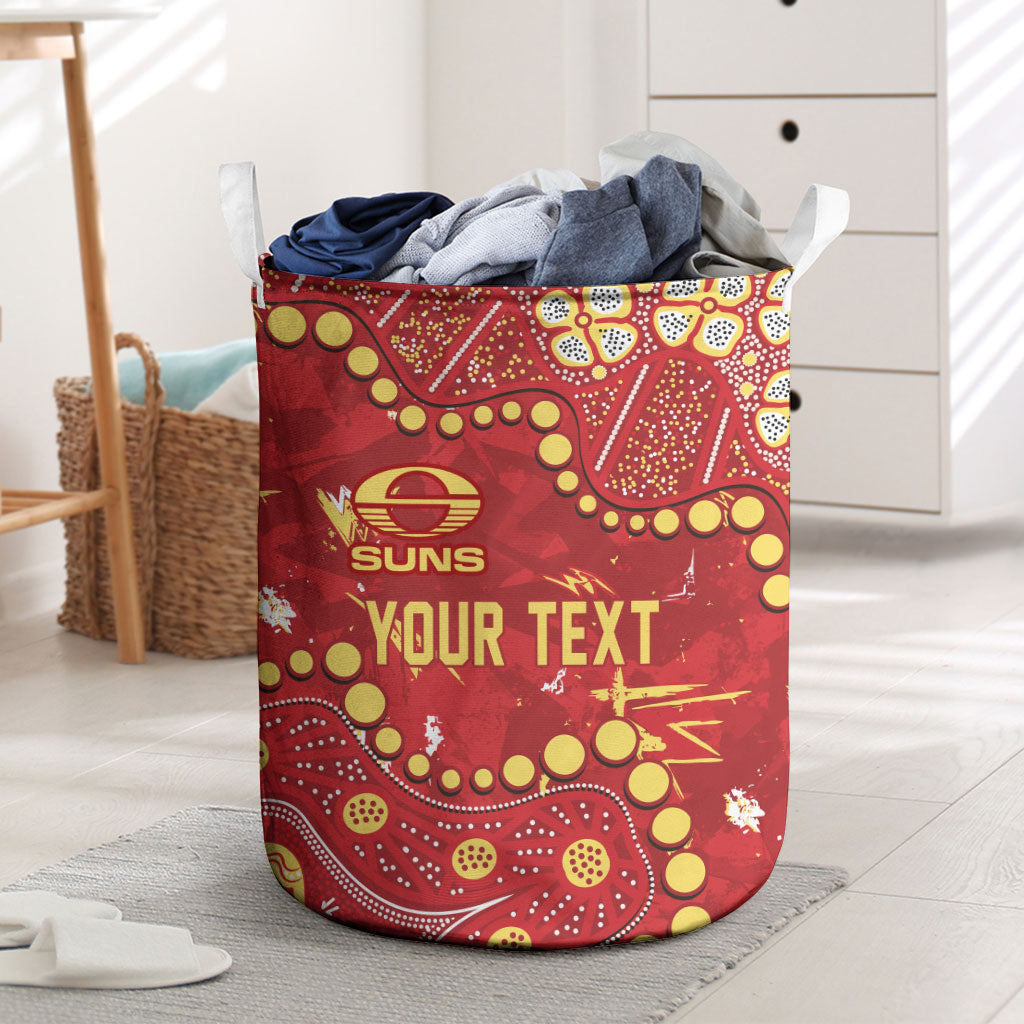 Personalized Gold Coast Suns Laundry Basket Aboriginal Pattern with Graffiti Style