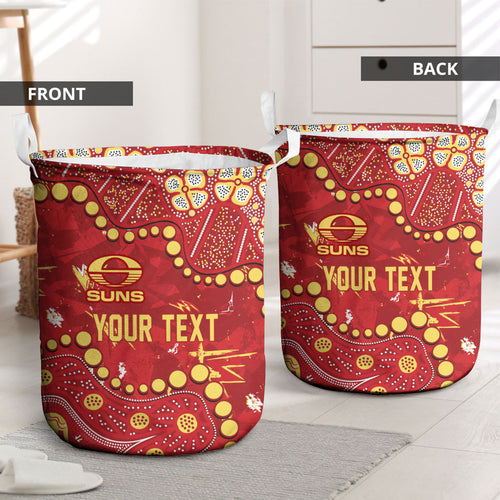 Personalized Gold Coast Suns Laundry Basket Aboriginal Pattern with Graffiti Style