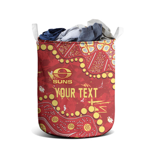 Personalized Gold Coast Suns Laundry Basket Aboriginal Pattern with Graffiti Style