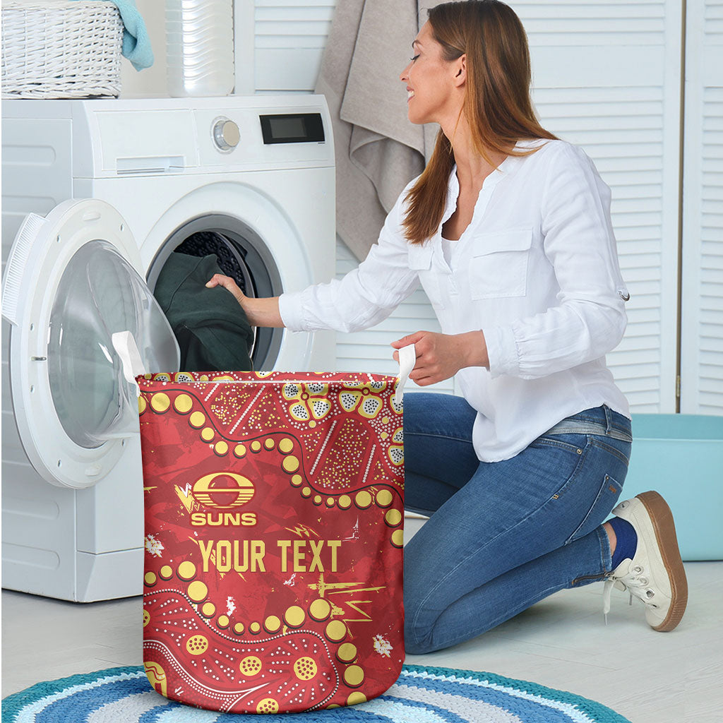 Personalized Gold Coast Suns Laundry Basket Aboriginal Pattern with Graffiti Style