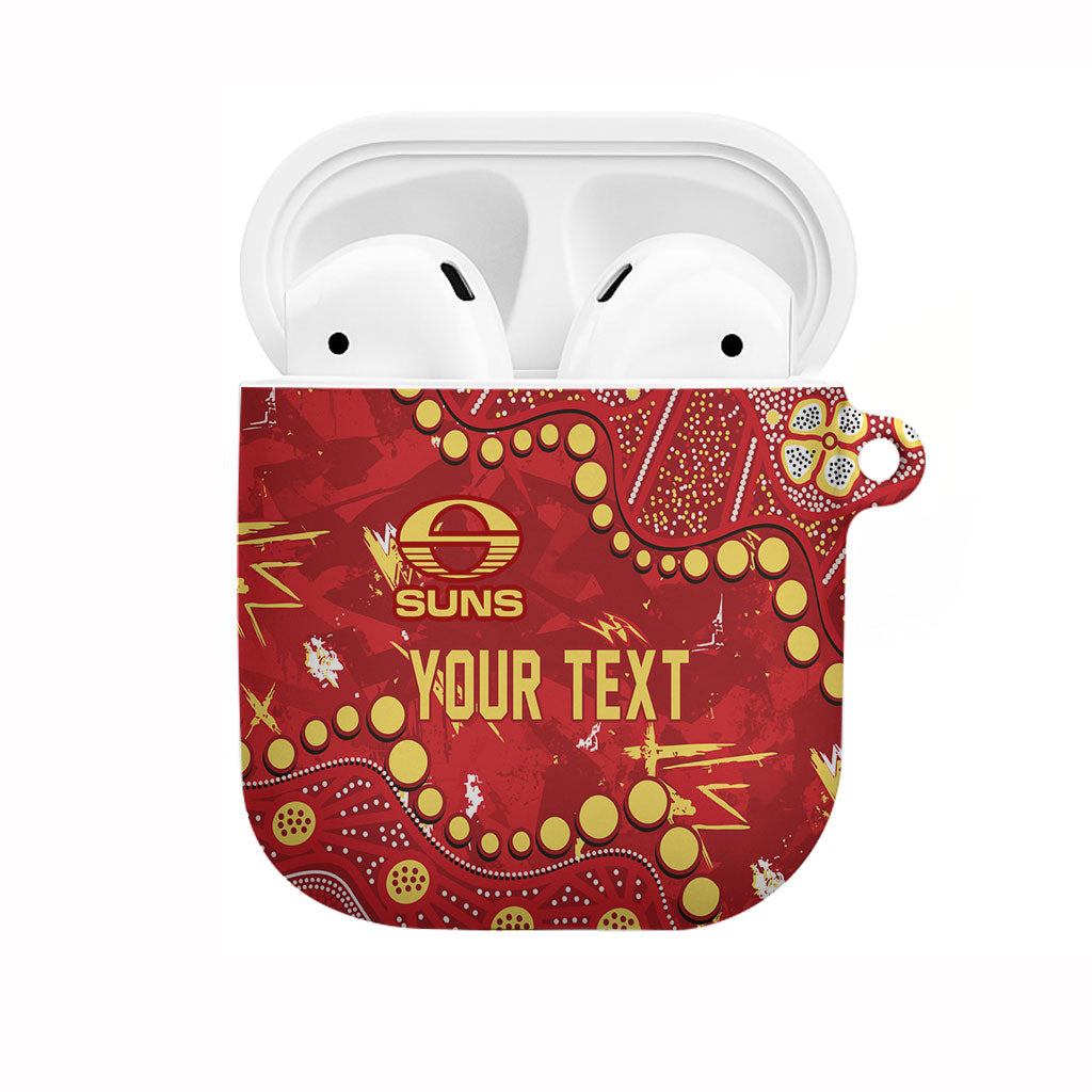 Personalized Gold Coast Suns AirPods Case Aboriginal Pattern with Graffiti Style